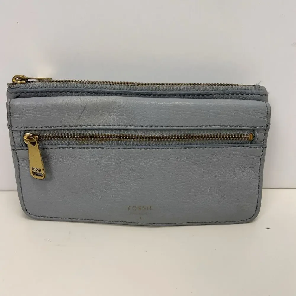 FOSSIL Small Light Blue Soft Leather Wallet 4.5 x 7.5